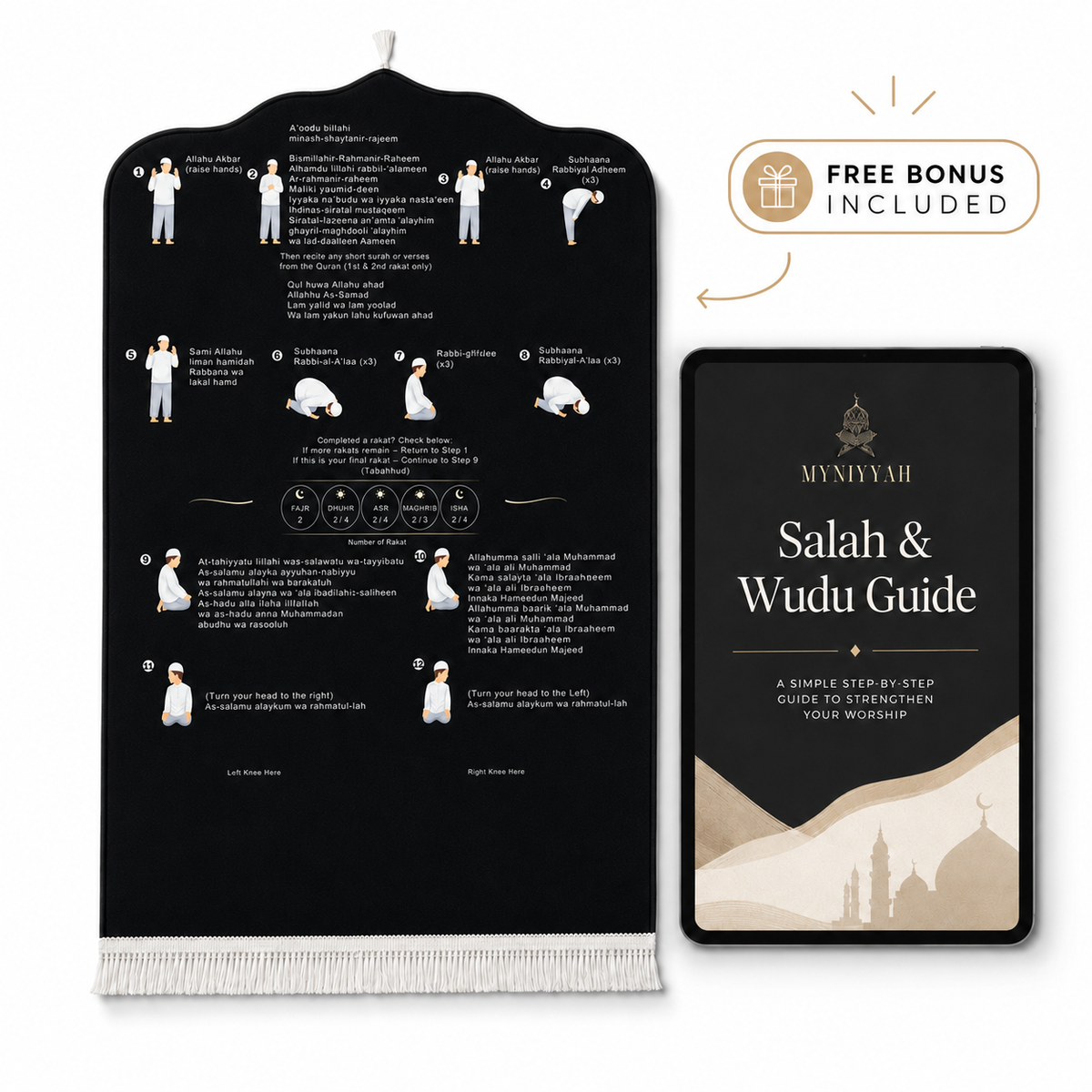 MyNiyyah Phonetic Prayer Mat — Step by Step Salah Guide