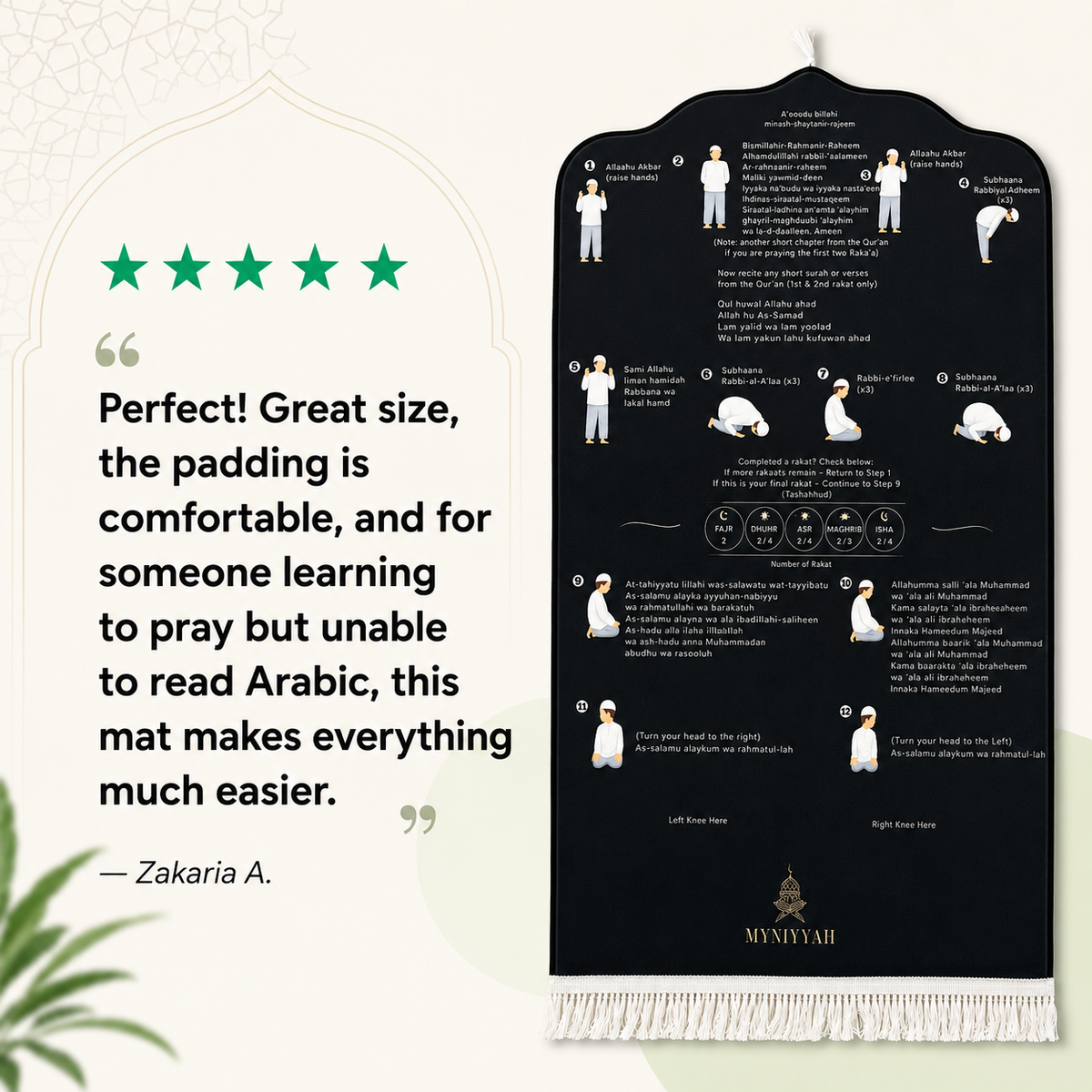 MyNiyyah Phonetic Prayer Mat — Step by Step Salah Guide